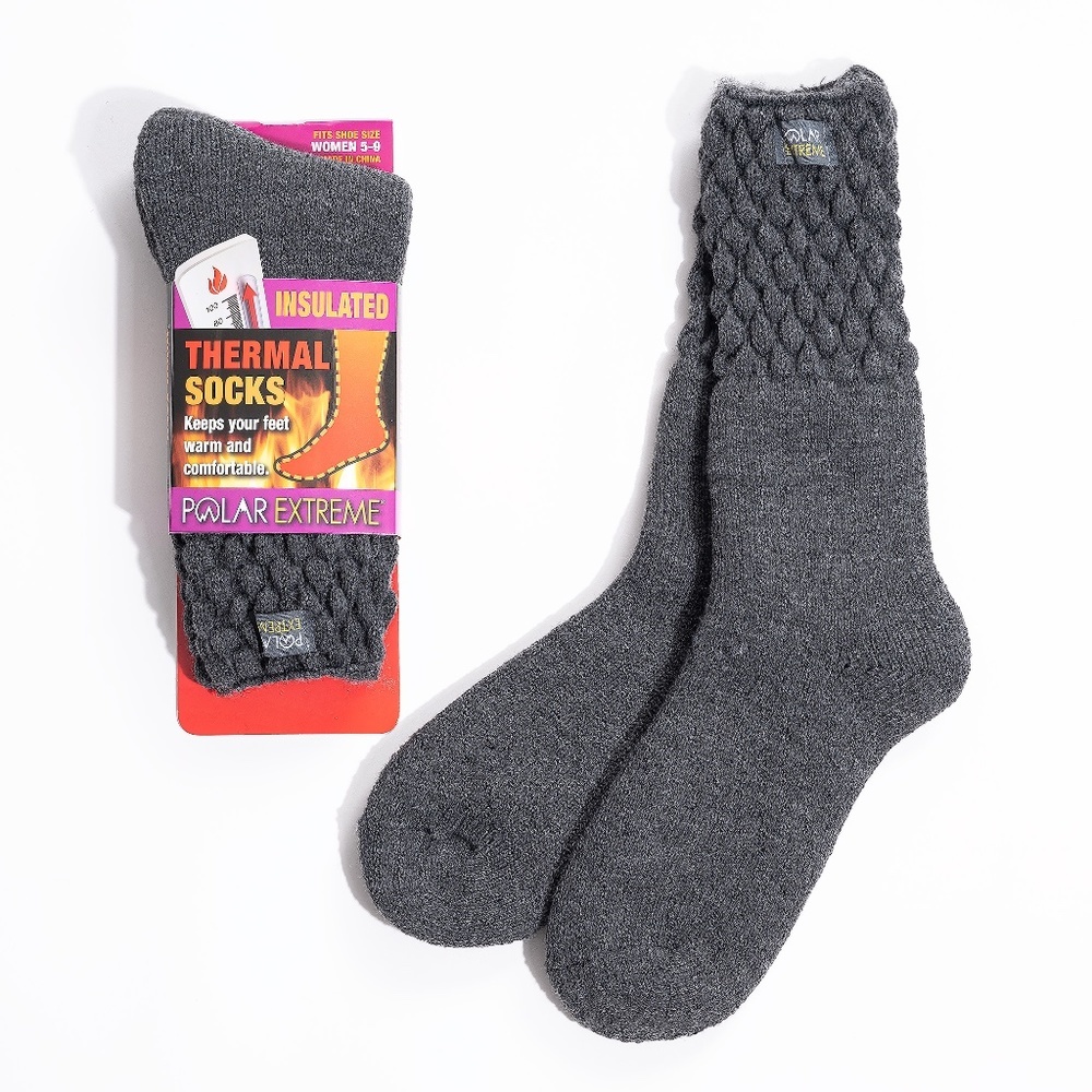 Burgundy Textured Thermal Crew Boots Socks - Picture 4 of 7